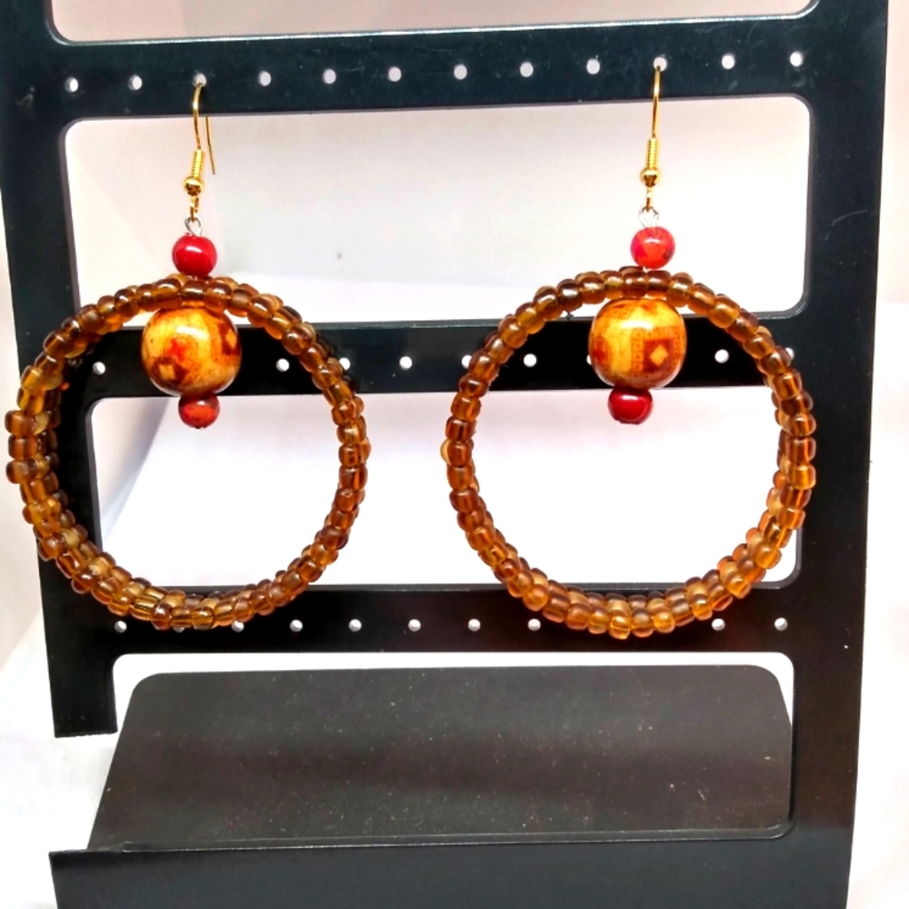 Handmade by me beaded hoop earrings E113